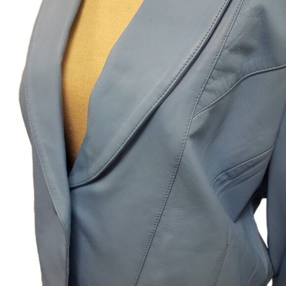 Women’s Vintage 1 Button Leather Short Jacket with Leather Pants Church Suit Set - Picture 3 of 16